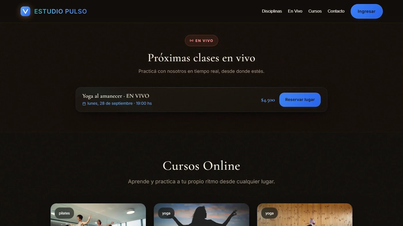 Sala de videos de un estudio, con cursos de yoga y pilates a la venta
